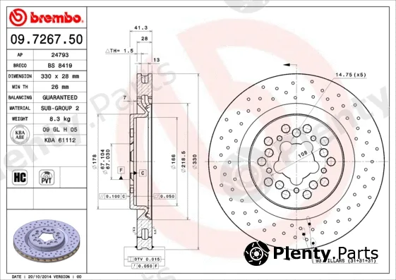 Brembo 09.7267.50 — Brake Disc PRIME LINE