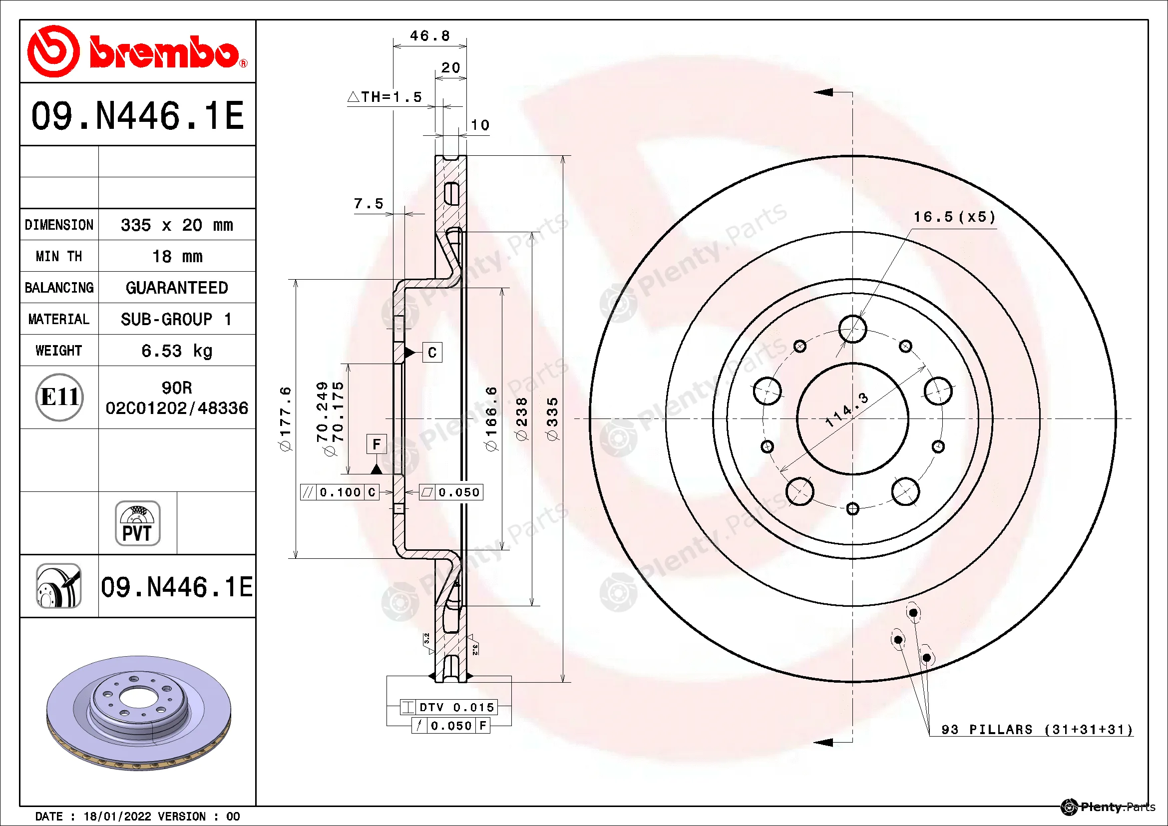 Brembo 09.N446.1E — Brake Disc BEYOND LINE - EV