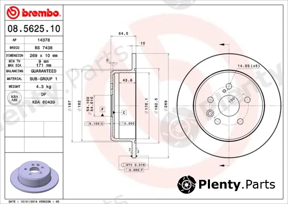 Brembo 08.5625.10 — Brake Disc PRIME LINE