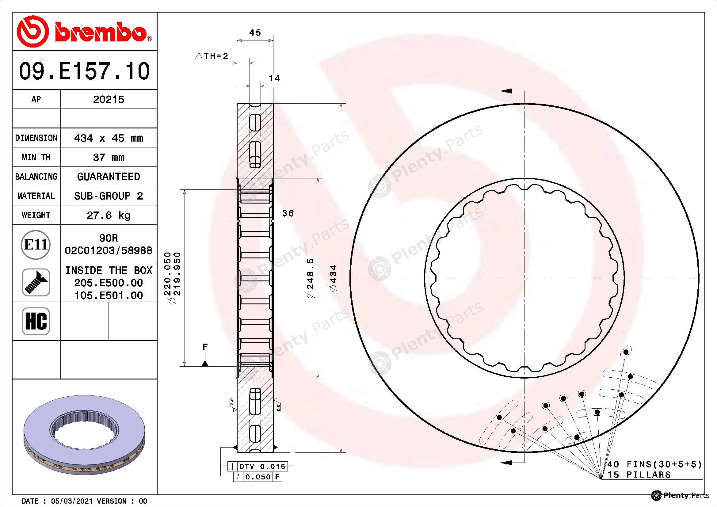 Brembo 09.E157.10 — Brake Disc PRIME LINE - Ring