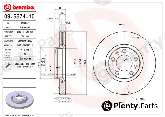 Brembo 09.5574.10 — Brake Disc PRIME LINE