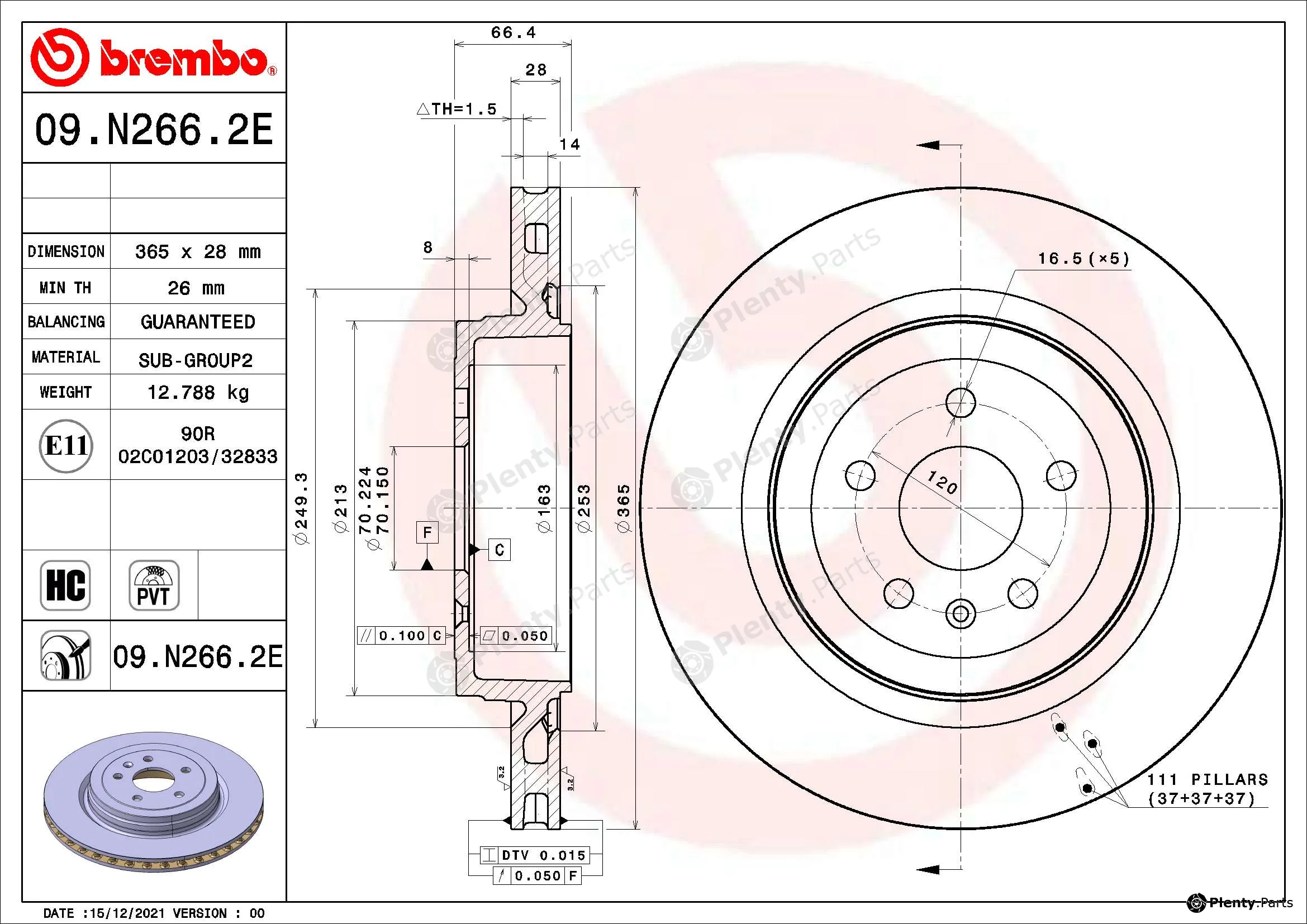 Brembo 09.N266.2E — Brake Disc BEYOND LINE - EV
