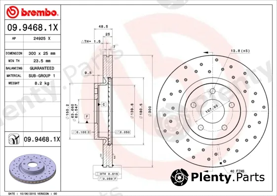 Brembo 09.9468.1X — Brake Disc XTRA LINE - Xtra