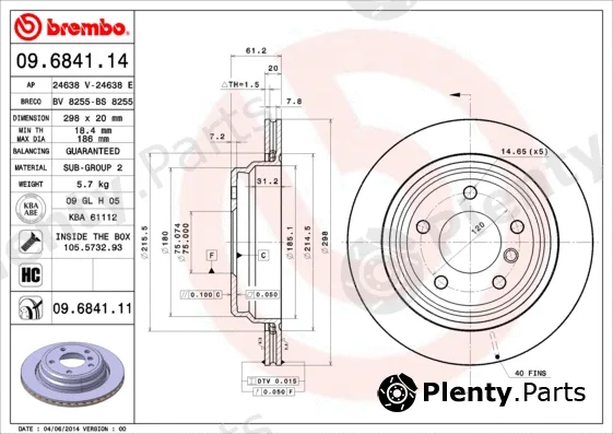 Brembo 09.6841.11 — Brake Disc PRIME LINE - UV Coated