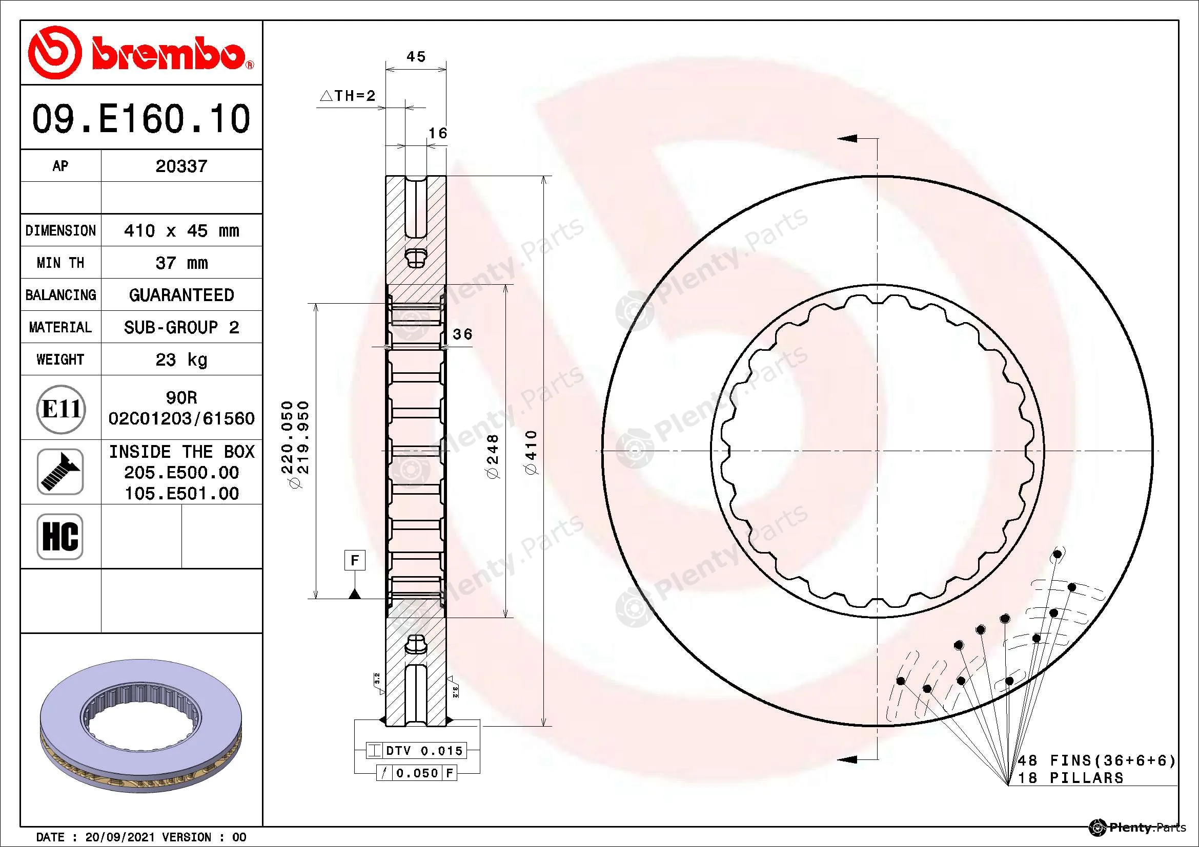 Brembo 09.E160.10 — Brake Disc PRIME LINE - Ring