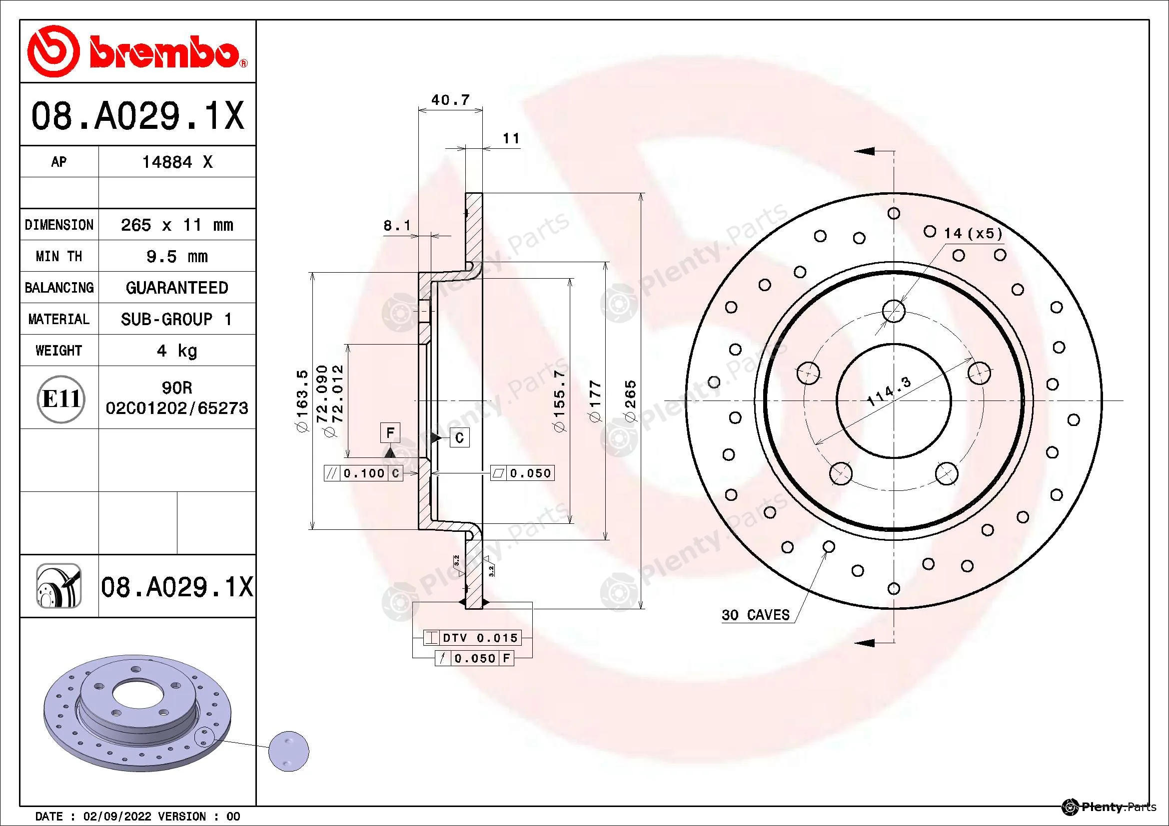Brembo 08.A029.1X — Brake Disc XTRA LINE - Xtra