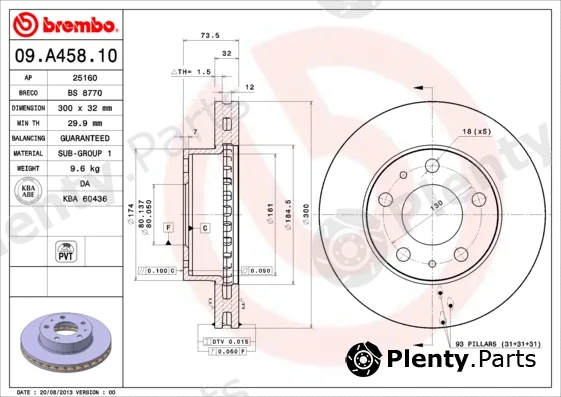 Brembo 09.A458.10 — Brake Disc PRIME LINE