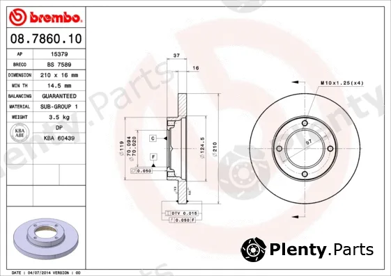 Brembo 08.7860.10 — Brake Disc PRIME LINE