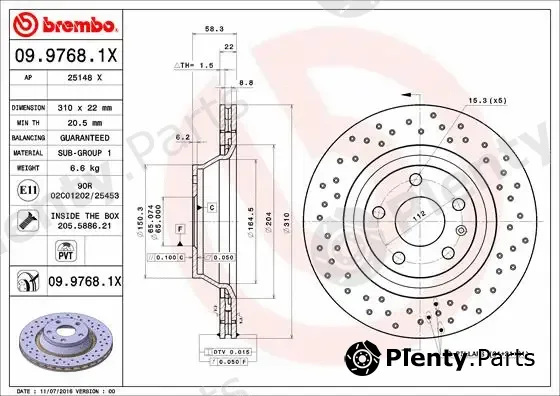 Brembo 09.9768.1X — Brake Disc XTRA LINE - Xtra