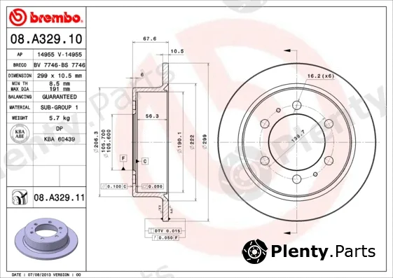 Brembo 08.A329.11 — Brake Disc PRIME LINE - UV Coated