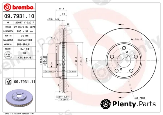 Brembo 09.7931.10 — Brake Disc PRIME LINE