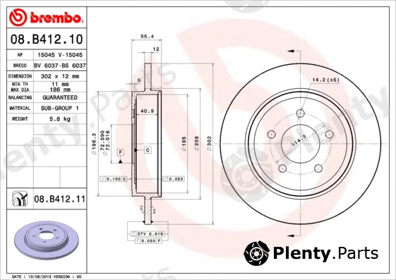 Brembo 08.B412.10 — Brake Disc PRIME LINE