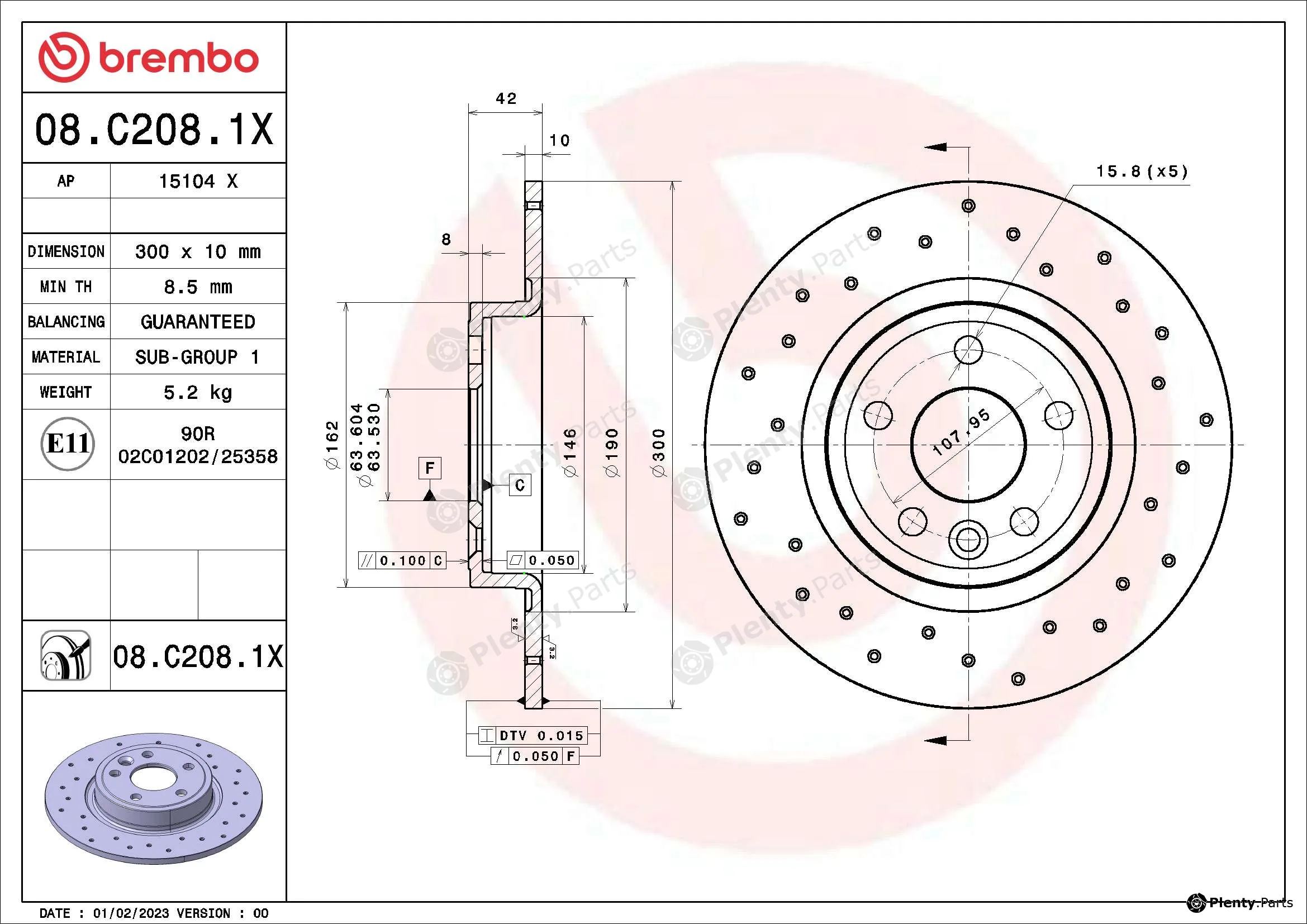 Brembo 08.C208.1X — Brake Disc XTRA LINE - Xtra