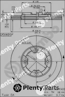 Brembo 09.3105.10 — Brake Disc PRIME LINE