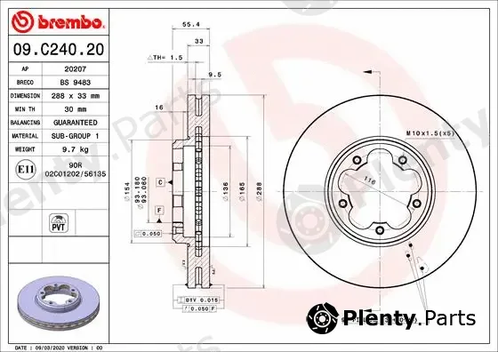 Brembo 09.C240.20 — Brake Disc PRIME LINE