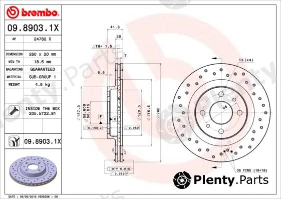 Brembo 09.8903.1X — Brake Disc XTRA LINE - Xtra