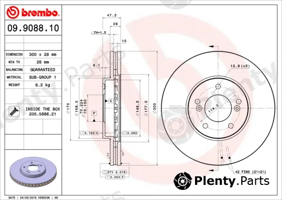 Brembo 09.9088.10 — Brake Disc PRIME LINE