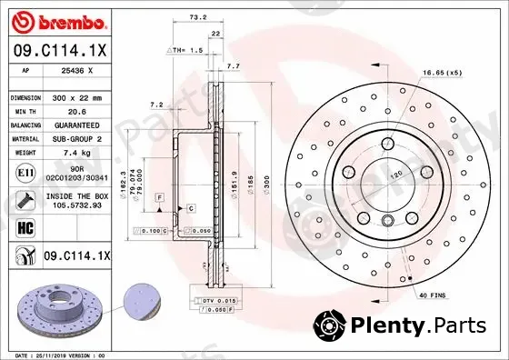 Brembo 09.C114.1X — Brake Disc XTRA LINE - Xtra