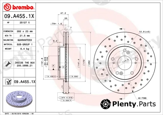 Brembo 09.A455.1X — Brake Disc XTRA LINE - Xtra