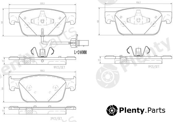 Brembo P85153N — Brake Pad Set, disc brake PRIME LINE - Ceramic