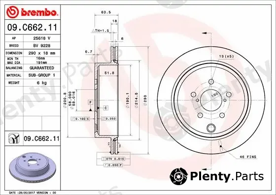 Brembo 09.C662.11 — Brake Disc PRIME LINE - UV Coated