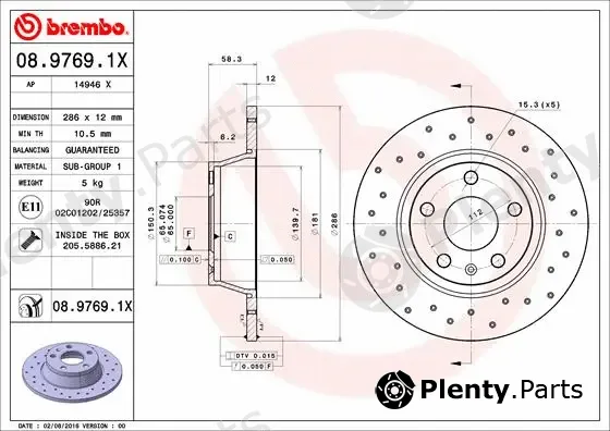 Brembo 08.9769.1X — Brake Disc XTRA LINE - Xtra