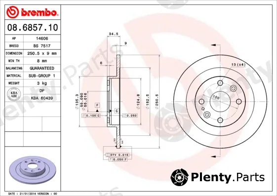 Brembo 08.6857.10 — Brake Disc PRIME LINE