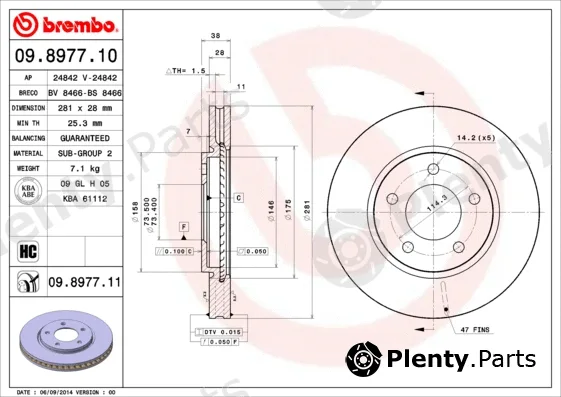 Brembo 09.8977.10 — Brake Disc PRIME LINE