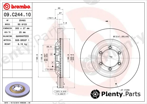 Brembo 09.C244.10 — Brake Disc PRIME LINE