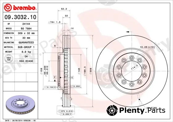 Brembo 09.3032.10 — Brake Disc PRIME LINE