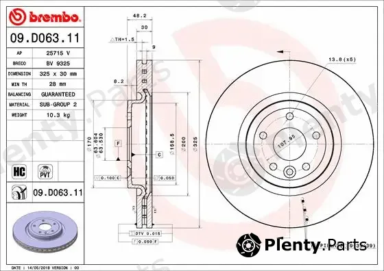 Brembo 09.D063.11 — Brake Disc PRIME LINE - UV Coated