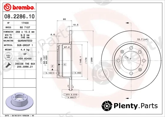 Brembo 08.2286.10 — Brake Disc PRIME LINE