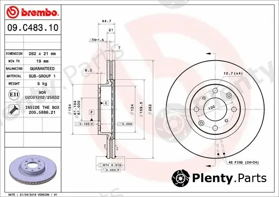 Brembo 09.C483.10 — Brake Disc PRIME LINE