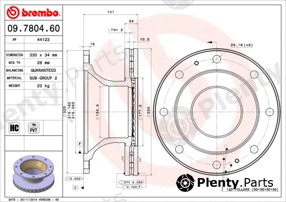 Brembo 09.7804.60 — Brake Disc PRIME LINE