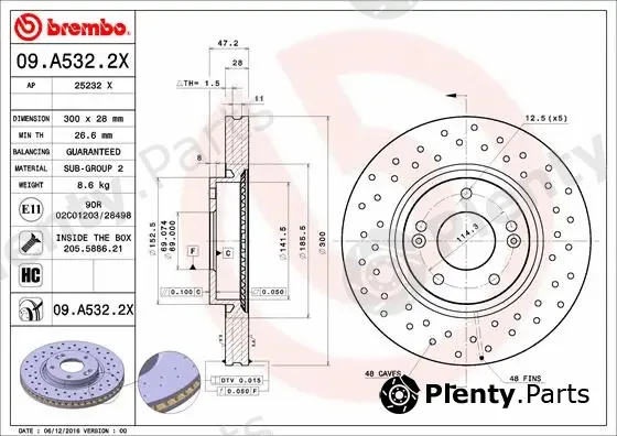 Brembo 09.A532.2X — Brake Disc XTRA LINE - Xtra