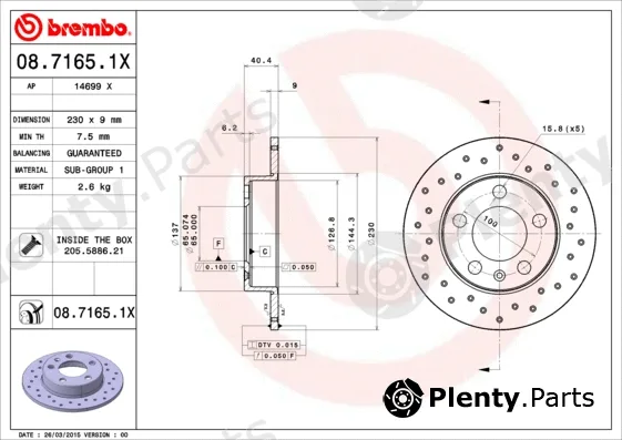 Brembo 08.7165.1X — Brake Disc XTRA LINE - Xtra
