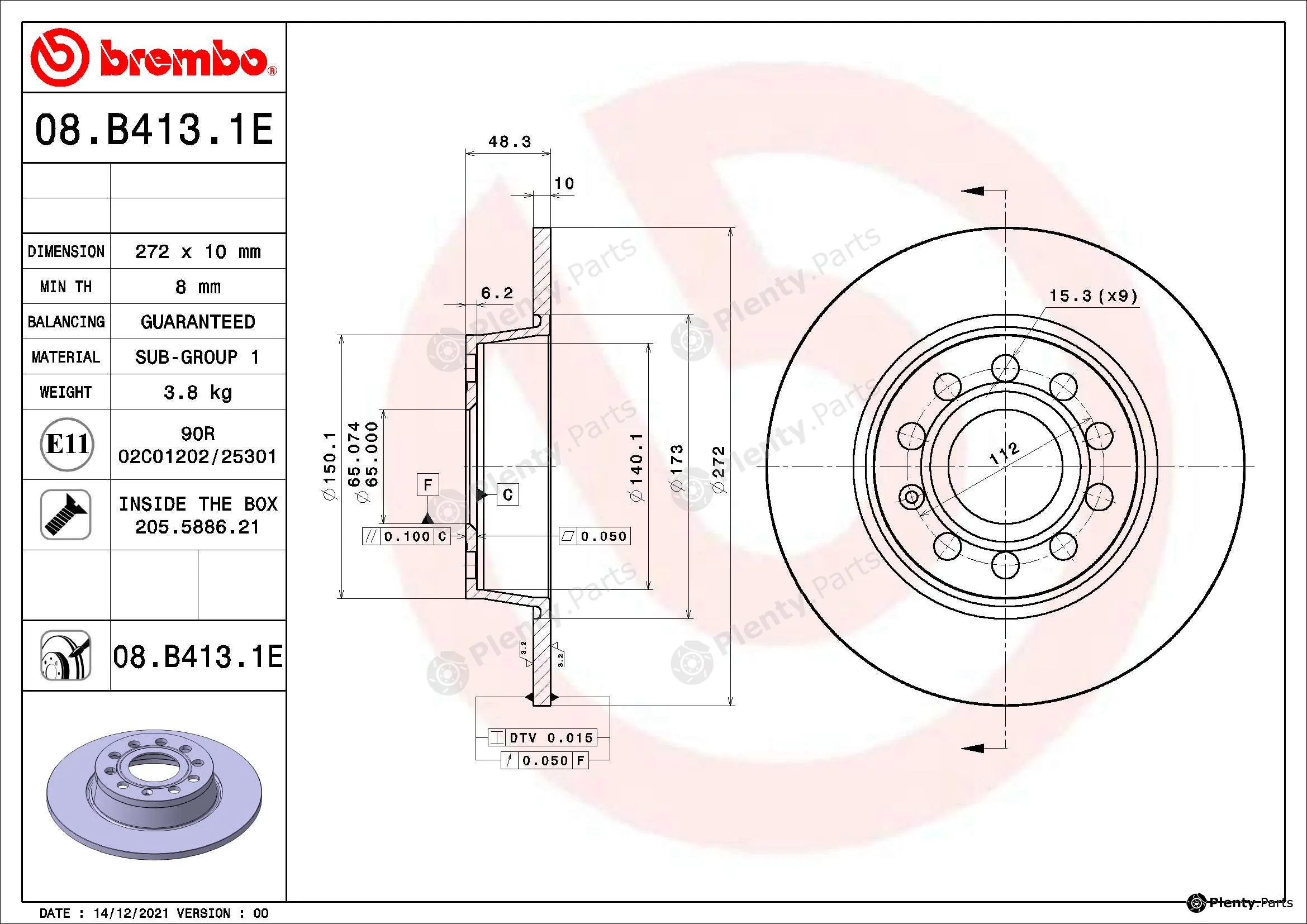 Brembo 08.B413.1E — Brake Disc BEYOND LINE - EV
