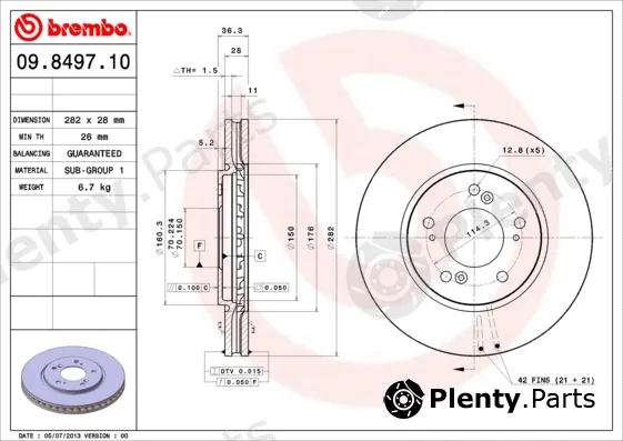 Brembo 09.8497.10 — Brake Disc PRIME LINE