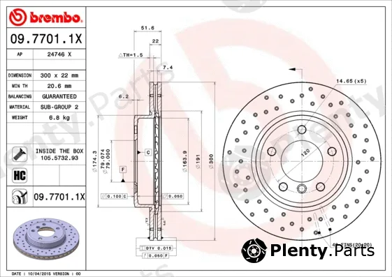 Brembo 09.7701.1X — Brake Disc XTRA LINE - Xtra