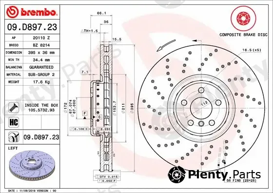 Brembo 09.D897.23 — Brake Disc PRIME LINE - Composite