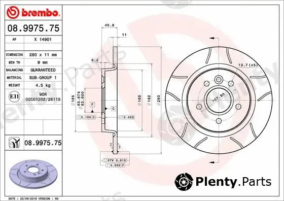 Brembo 08.9975.75 — Brake Disc XTRA LINE - Max