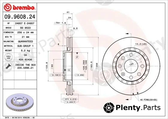 Brembo 09.9608.24 — Brake Disc PRIME LINE