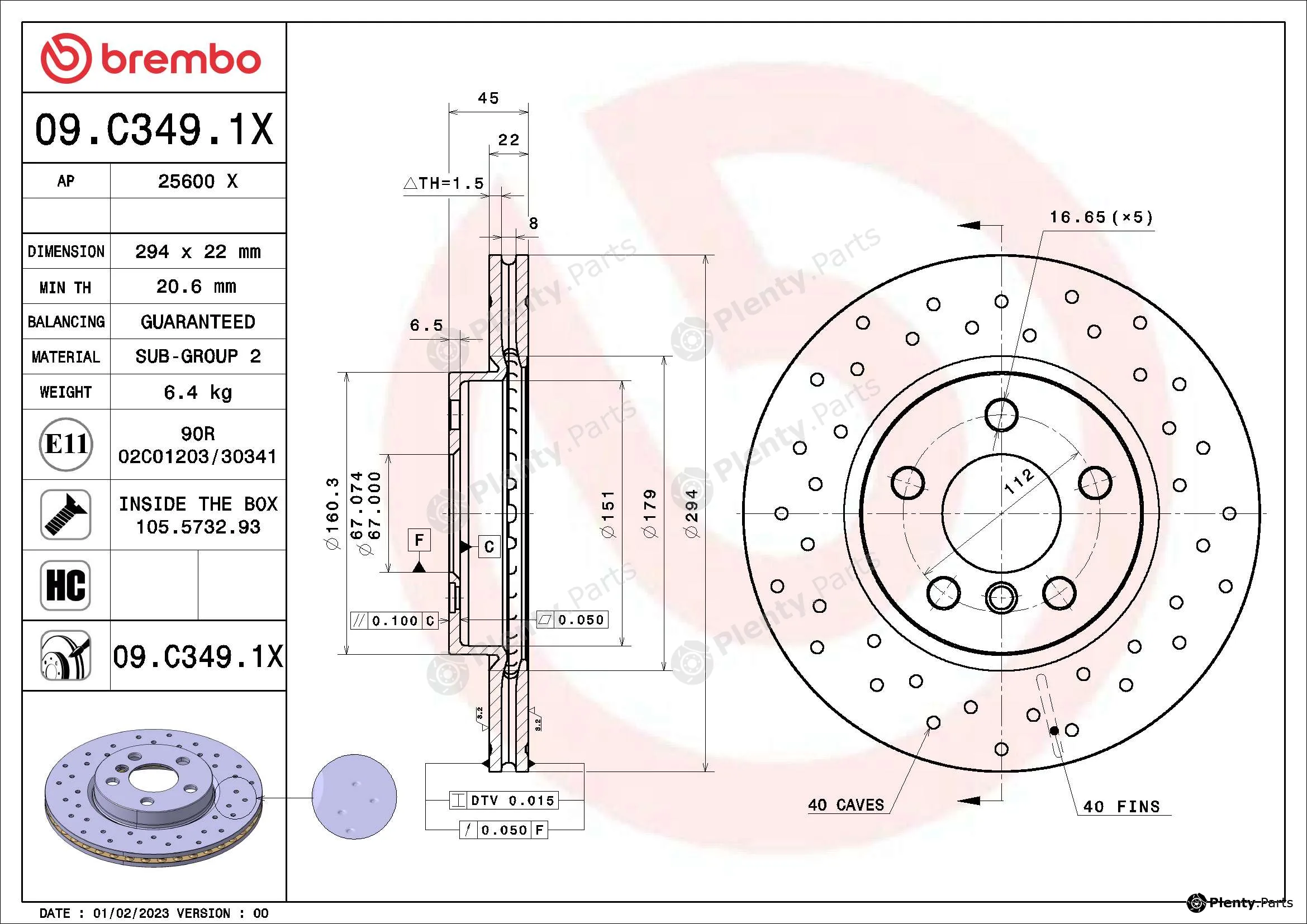 Brembo 09.C349.1X — Brake Disc XTRA LINE - Xtra