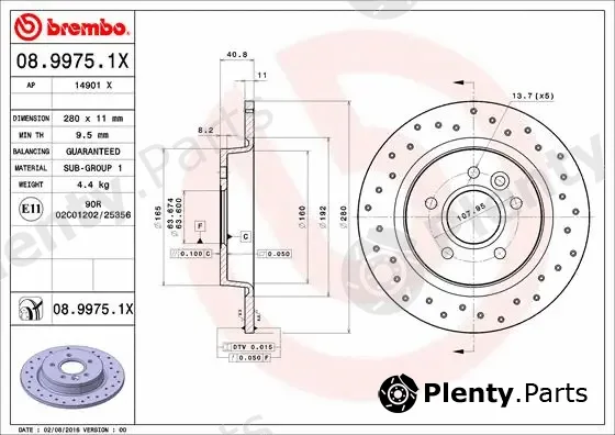 Brembo 08.9975.1X — Brake Disc XTRA LINE - Xtra