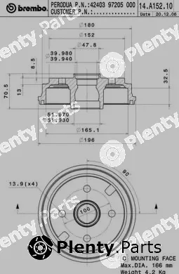Brembo 14.A152.10 — Brake Drum ESSENTIAL LINE