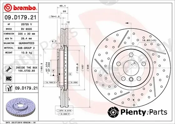 Brembo 09.D179.21 — Brake Disc PRIME LINE - UV Coated
