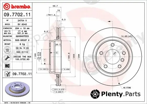 Brembo 09.7702.11 — Brake Disc PRIME LINE - UV Coated
