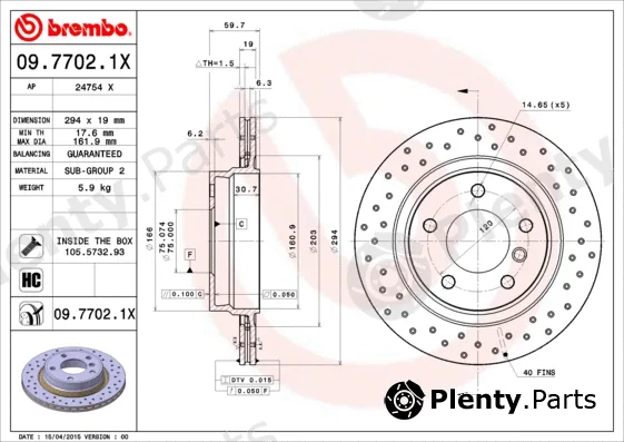 Brembo 09.7702.1X — Brake Disc XTRA LINE - Xtra