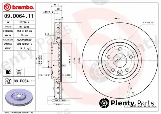 Brembo 09.D064.11 — Brake Disc PRIME LINE - UV Coated