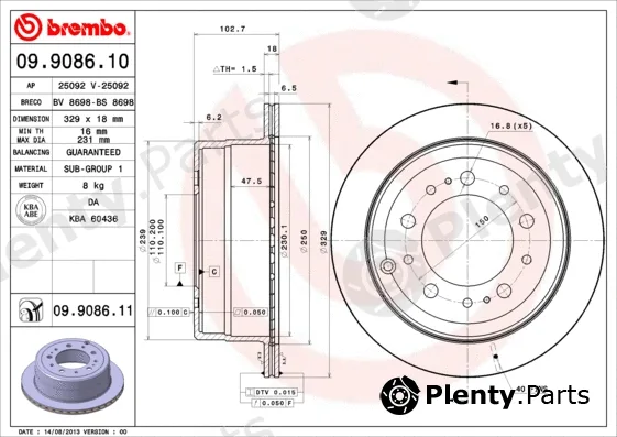 Brembo 09.9086.10 — Brake Disc PRIME LINE